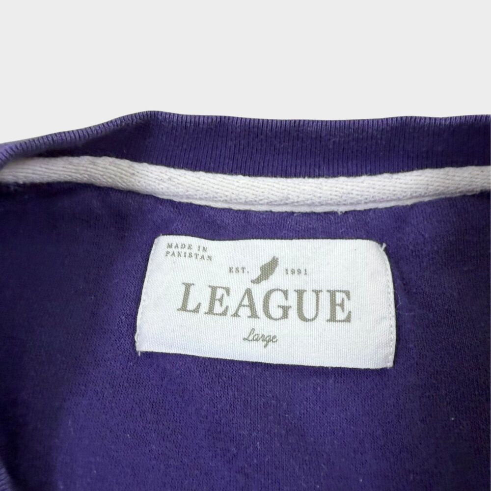 TCU Horned Frogs Sweatshirt Men's Large Purple Spell Out Raglan League NCAA - Picture 8 of 9